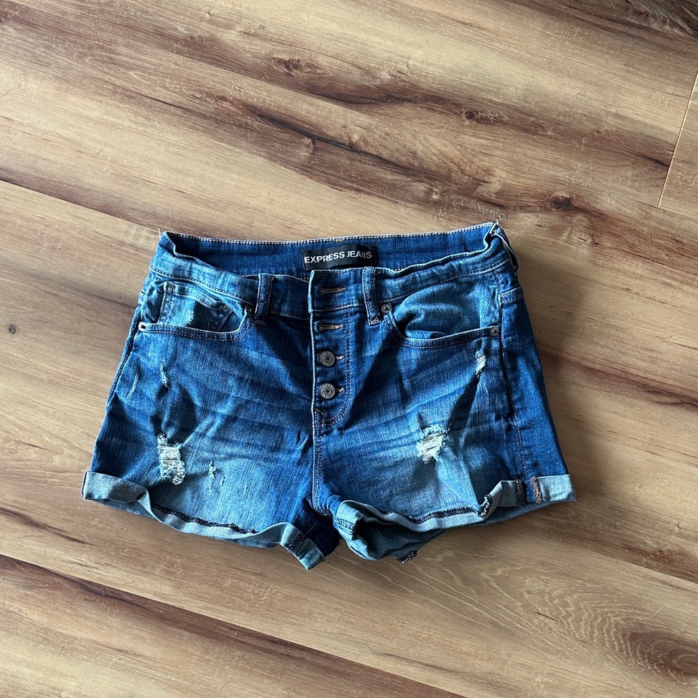 Express Women's Distressed Blue Jean Shorts